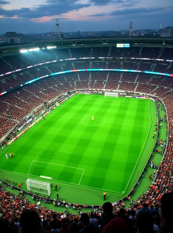 Aerial view of a Serie A soccer stadium during a match.