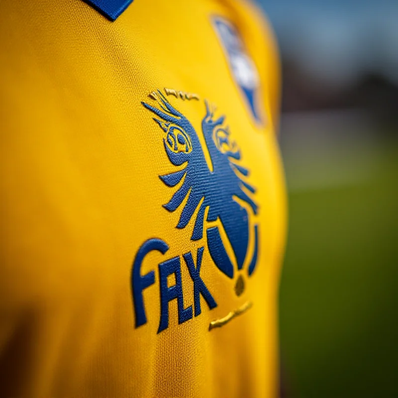 Close-up of the Fenerbahçe logo on a football jersey.