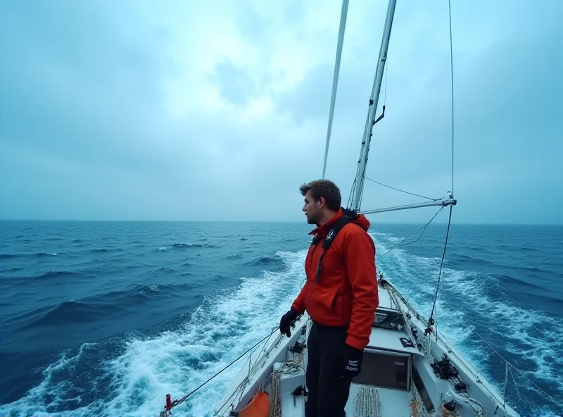 Boris Herrmann on his sailboat during the Vendée Globe.