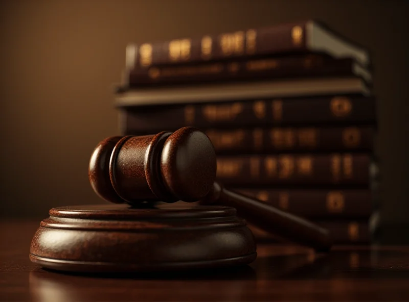 Gavel resting on a stack of law books in a courtroom setting, symbolizing the legal profession and justice system.