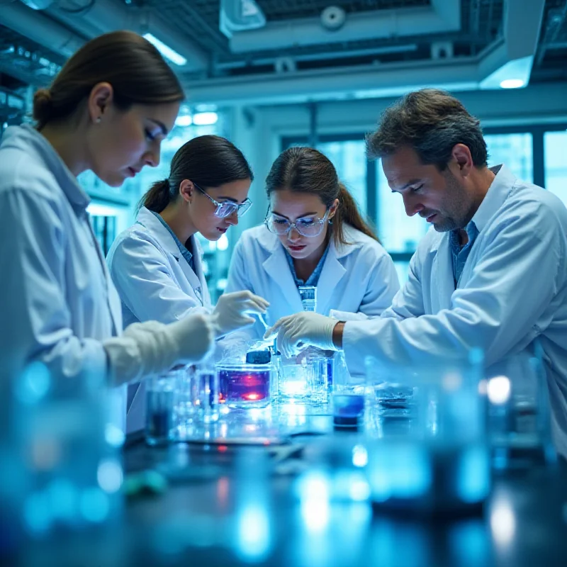 A group of scientists working in a modern laboratory.