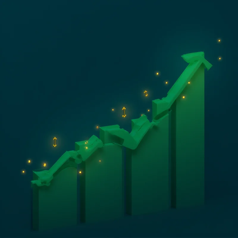 Abstract representation of financial growth chart with upward trend.