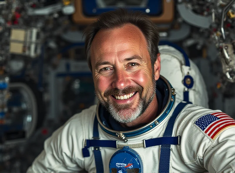 Astronaut Butch Wilmore in space suit, smiling inside the International Space Station.