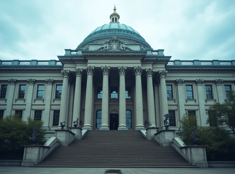 Illustration of the Royal Society building in London, with subtle futuristic elements reflecting science and technology.