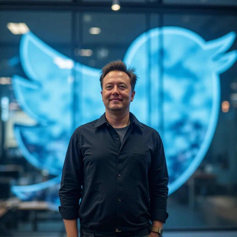 Elon Musk in front of a Twitter/X logo