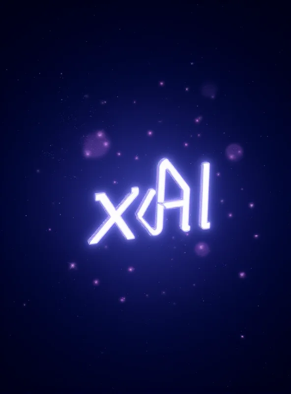 A futuristic rendering of the xAI logo, glowing brightly against a dark, starry background, symbolizing innovation and potential.