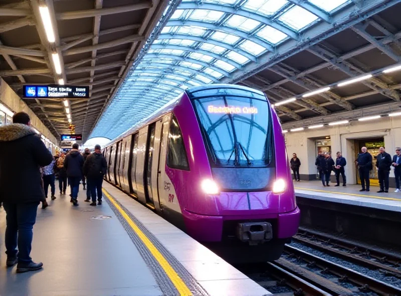 Image of a modern train pulling into a station on the Elizabeth Line in London