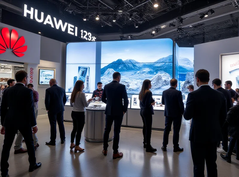 Huawei booth at MWC 2025 showcasing the Mate series smartphones