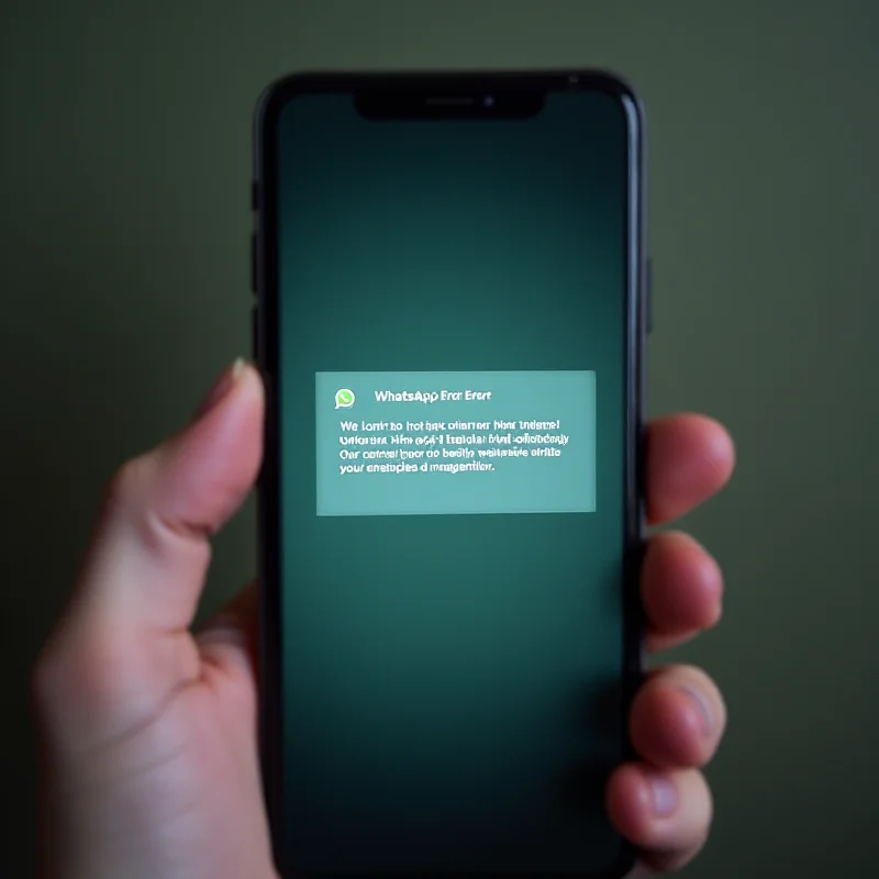 A phone displaying a WhatsApp error message during a service outage.