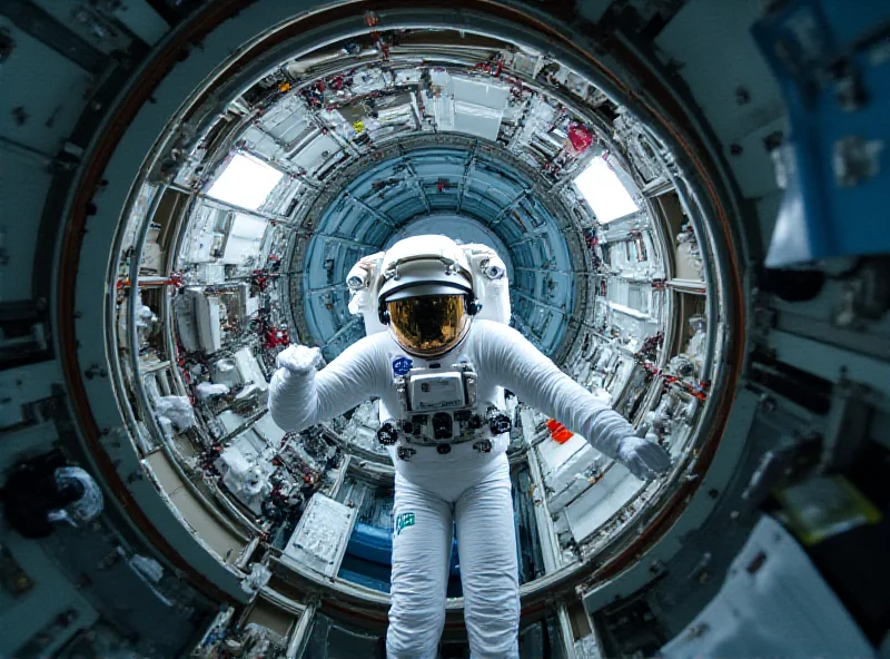 A group of astronauts inside the International Space Station, conducting scientific research.