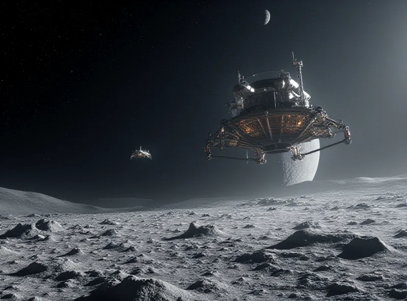 Concept art of a private lunar lander descending to the Moon's surface