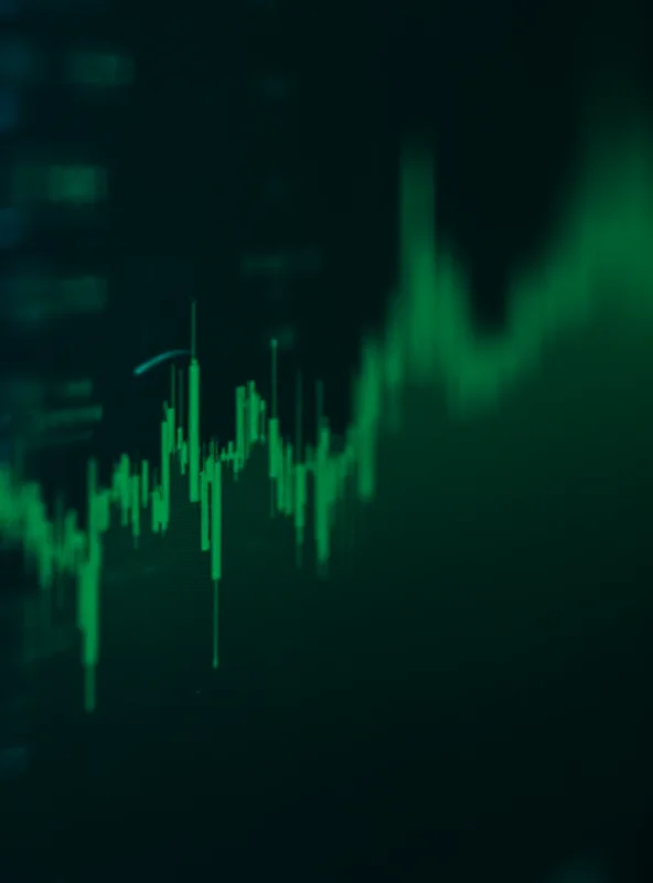 A graph showing a fluctuating stock price for Nvidia, initially dipping and then rising throughout the day. The background shows abstract circuit board patterns.