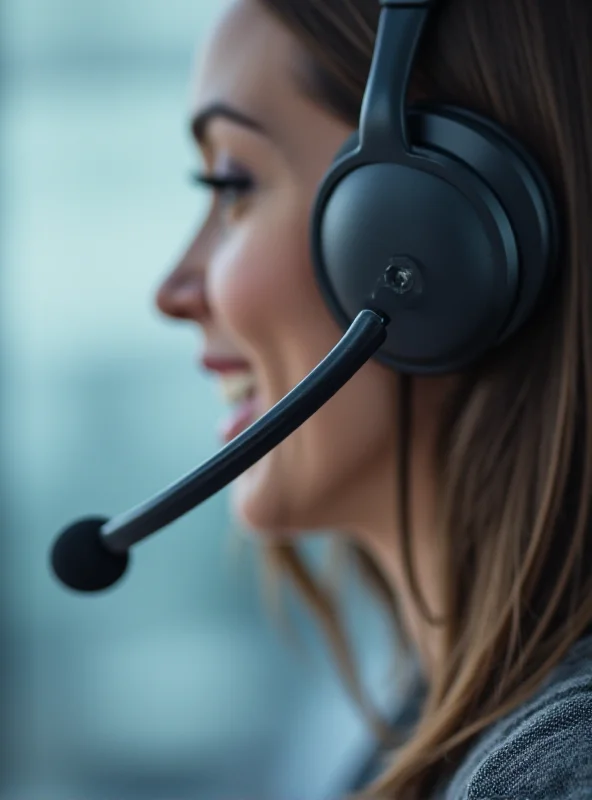 Close-up of a headset with a microphone, symbolizing customer service.