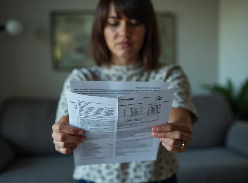 A grieving person looking at financial documents.