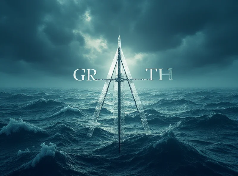 Conceptual image of a compass pointing towards growth amidst a stormy sea, symbolizing resilient investment strategy.