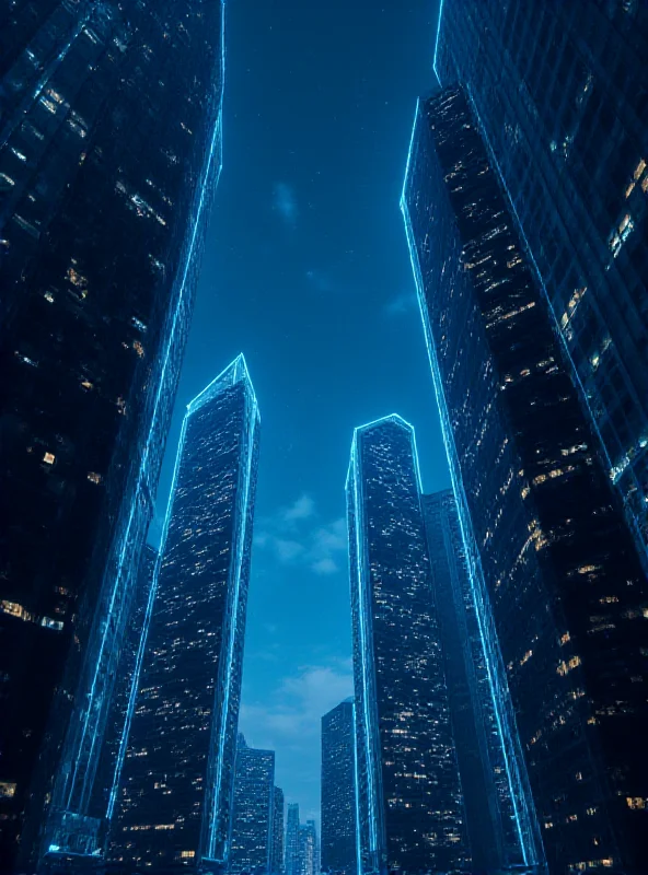 A futuristic cityscape with glowing lines representing data flow and AI connectivity.