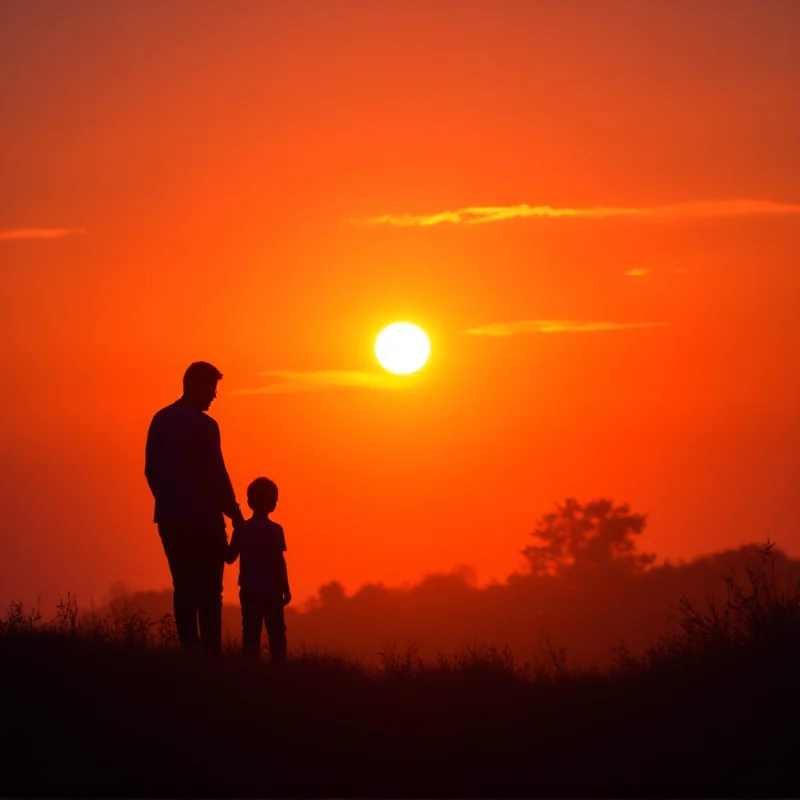 A silhouette of a parent watching their teenage child walking away towards a sunset. The scene evokes a sense of letting go and the child's journey towards independence.