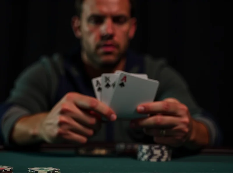 Close-up of a person holding playing cards, symbolizing gambling losses that may be tax deductible.