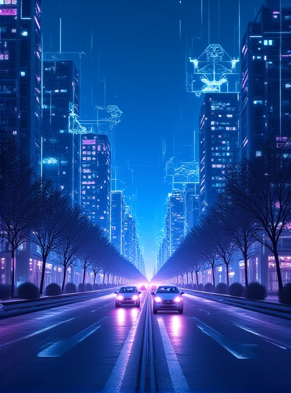 Futuristic cityscape with AI integration, representing the potential of AI defense stocks.