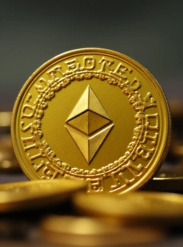 Close-up of Ethereum cryptocurrency coin