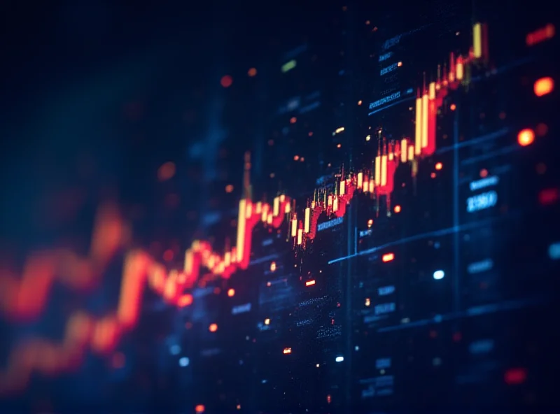 A graph showing an upward trend in the stock market, with various charts and financial data in the background.