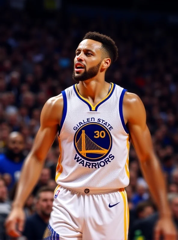 Stephen Curry celebrating after making a three-point shot.