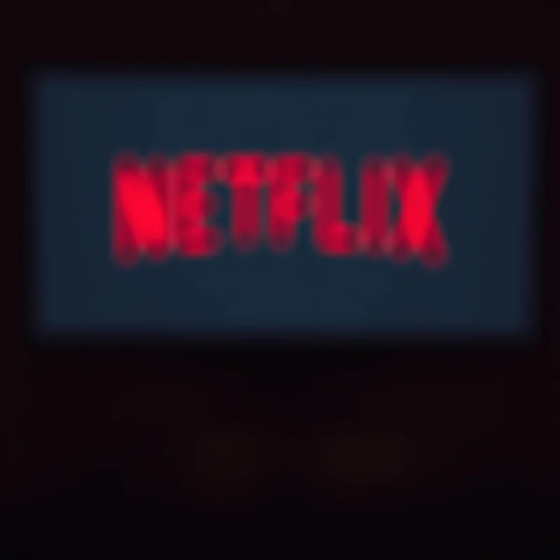 Netflix logo on a screen with a blurry background