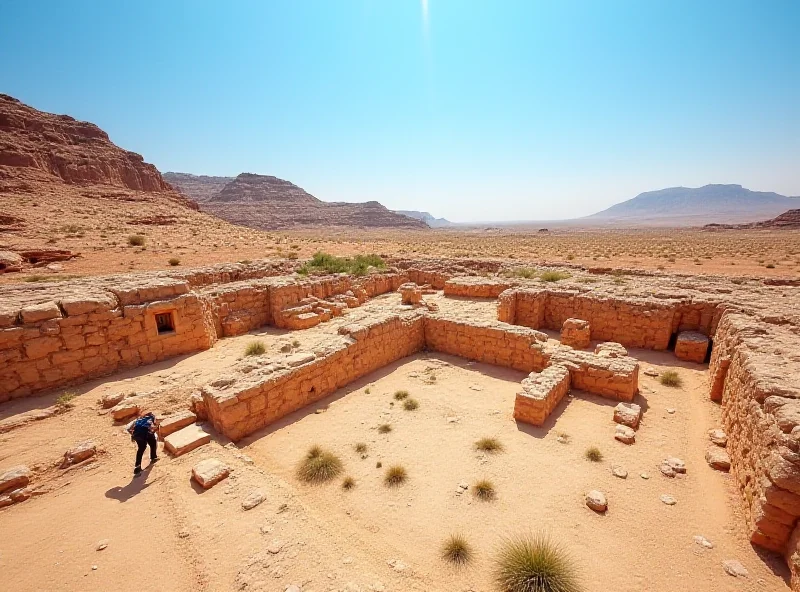 Archaeological dig site in Jordan with stone structures