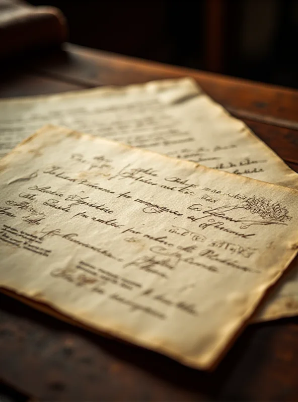 A close-up photograph of a document with handwritten notes and official stamps, suggesting a formal agreement or treaty. The document is partially visible, revealing text in French and the signatures of multiple individuals. The lighting is soft and natural, highlighting the texture of the paper and the ink.