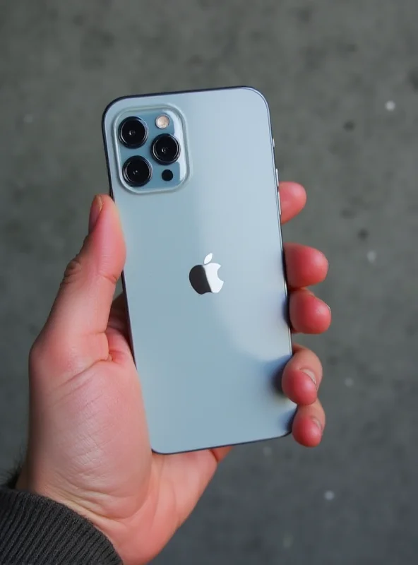 A person holding a sleek, modern iPhone 16e in their hand, showcasing its edge-to-edge display and single rear camera. The background is blurred to emphasize the phone.