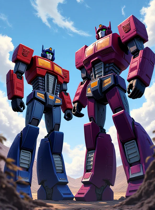 Animated scene from Transformers One showcasing Optimus Prime and Megatron in their early forms on Cybertron.