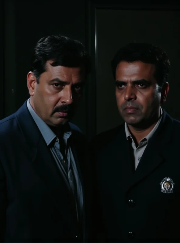 Still from the TV show CID, featuring ACP Pradyuman and Inspector Daya.