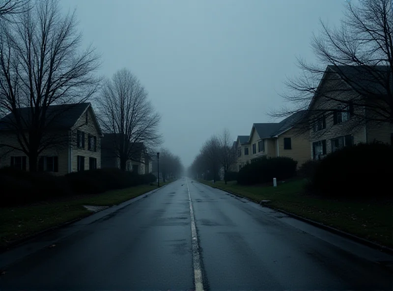 A somber, overcast sky over a quiet residential street, symbolizing the tragic circumstances of Demi Hannaway's death.