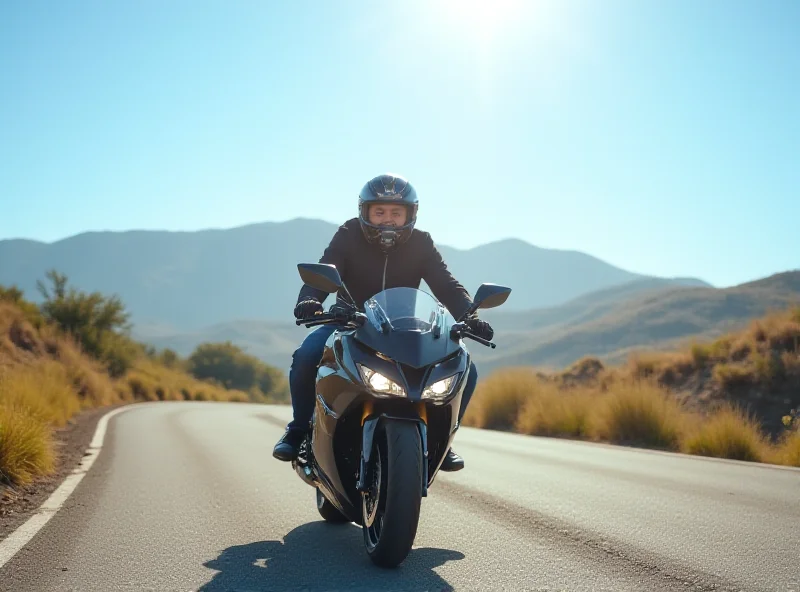 Motorcycle rider on a winding road