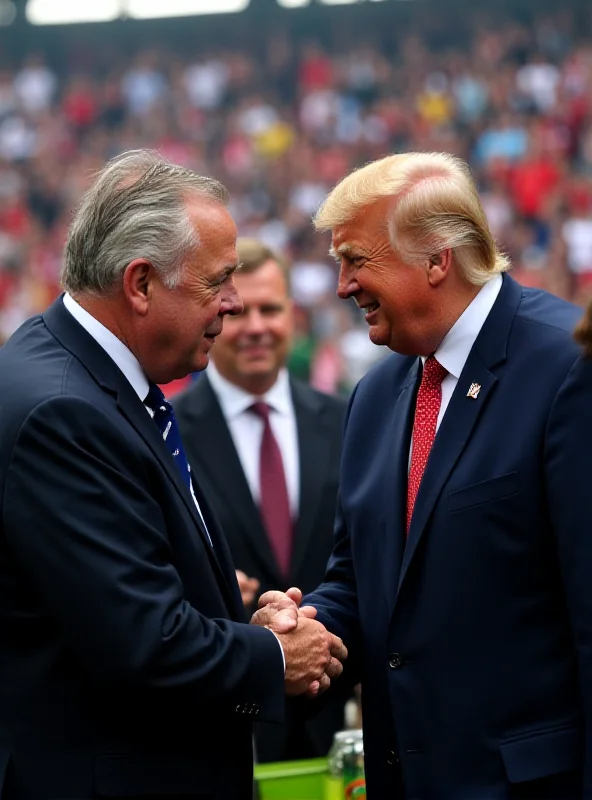 Gianni Infantino shaking hands with Donald Trump at a soccer game.