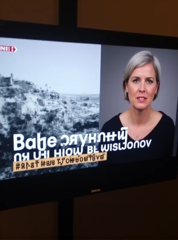 Image of a television screen displaying a news report about the Gaza documentary controversy.