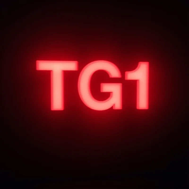 The logo of Tg1 news channel, slightly distorted to show a feeling of controversy.