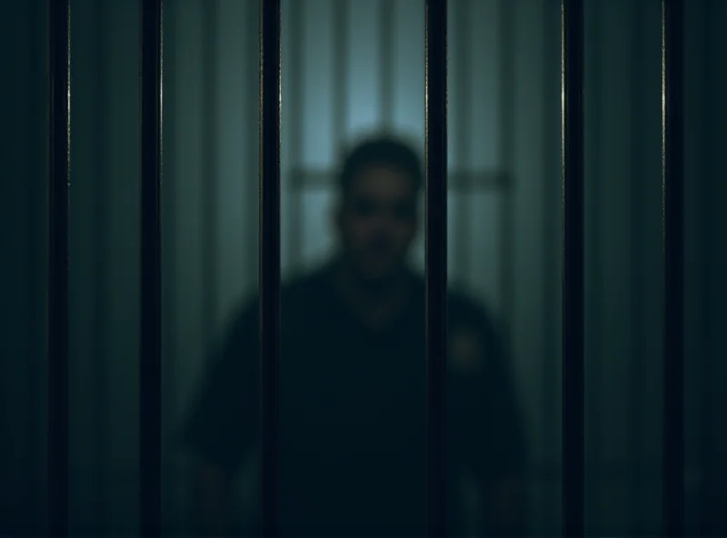 Illustration of prison bars with a blurred figure in the background, symbolizing the abuse of power and misconduct within the prison system.