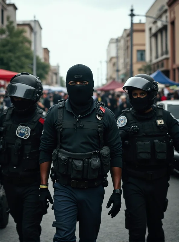 Ecuadorian police arresting a suspect