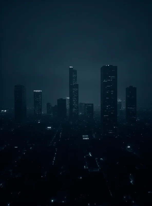 A somber cityscape of São Paulo at night, with a focus on the high-rise buildings.