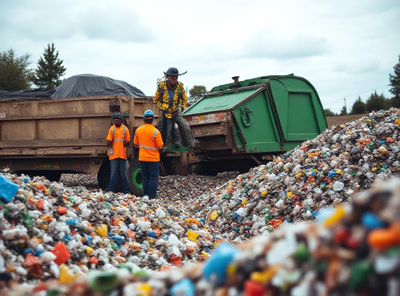 Garbage truck at a recycling center