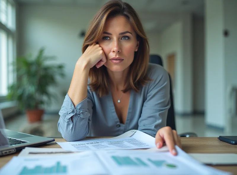 A woman reviewing financial documents