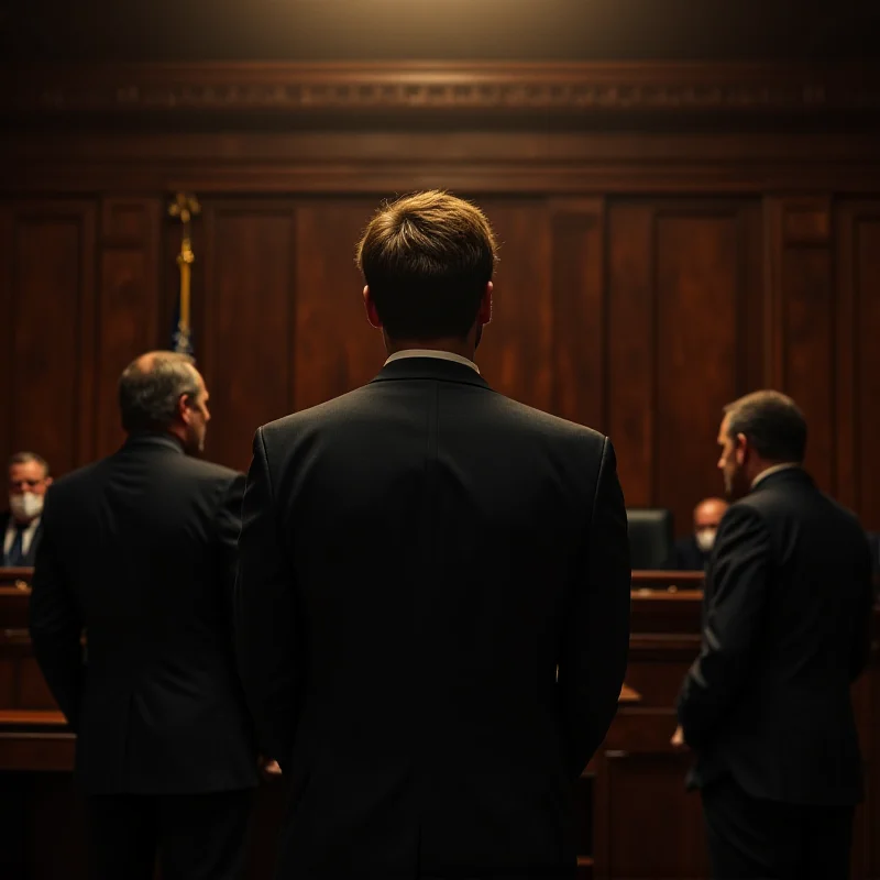 Image of a courtroom scene with a judge and lawyers, representing the sentencing of Jason Thomas