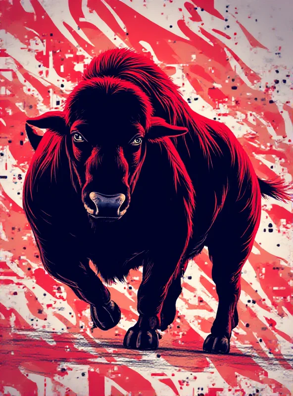 A digital artwork depicting a buffalo charging forward, symbolizing the Buffalo Bills' aggressive draft strategy.