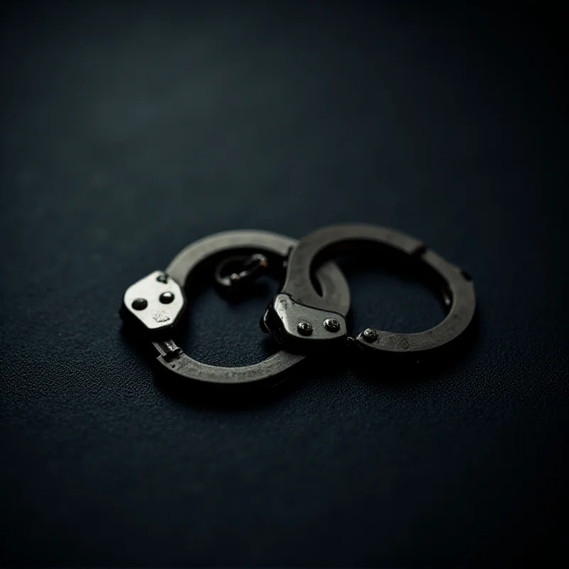 A close-up of handcuffs, symbolizing the arrests made in the Chiefs fans' death case.