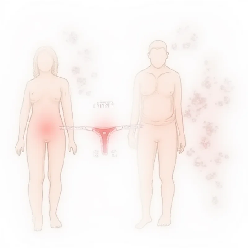 A diagram illustrating the transmission of bacterial vaginosis between male and female partners.