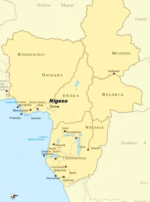 Map showing the Dosso region of Niger near the border with Nigeria.