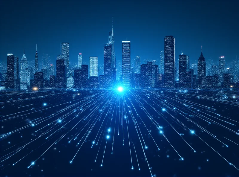 Illustration of a fibre optic cable network spanning across a city.