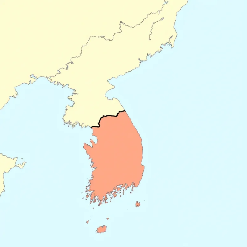 A map showing the Korean peninsula with North Korea and South Korea clearly labeled and highlighted. The DMZ is also marked.