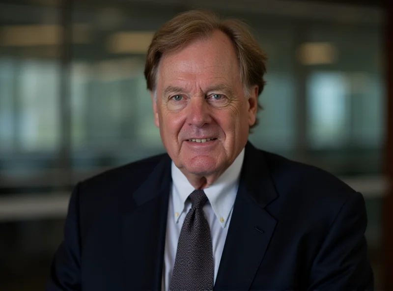 Stanley Druckenmiller in a business suit, looking directly at the camera with a confident expression. The background is a blurred office setting, conveying his position as a successful investor.